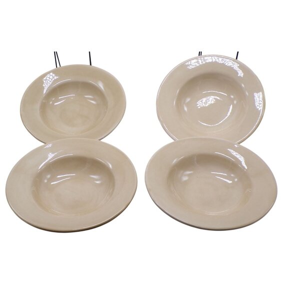 Set-4 Pottery Barn Sausalito Light Yellow Large Rimmed Soup/Pasta Bowls 10" - Picture 1 of 7